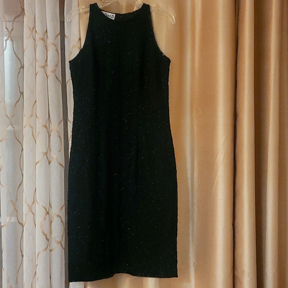 Ladies black beaded party/cocktail evening dress. Size small